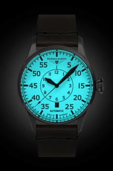 Preview: Bauhaus Aviation Herrenuhr Automatik mit Datum und Lederarmband